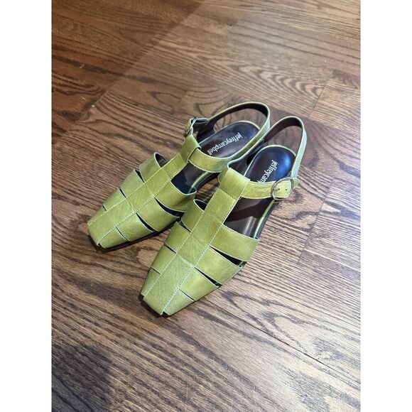 Anthropologie Jeffrey Campbell Landen Sandal Fisherman Green Leather 5.5 NEW - Picture 3 of 9